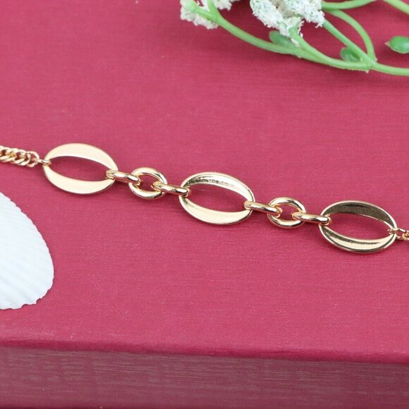 "Oval Link Rose Gold Bracelet in Polished High-Quality Brass, XPBL1142 - Picture 12 of 12